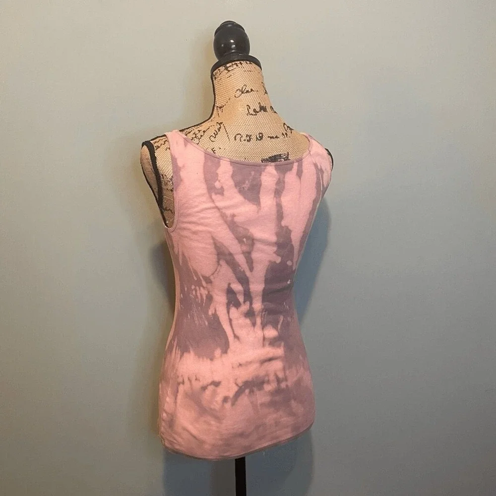 Handmade Upcycled‎ Casual Hippie Boho Chic DIY Bleach Tie Dye Tank Top Small